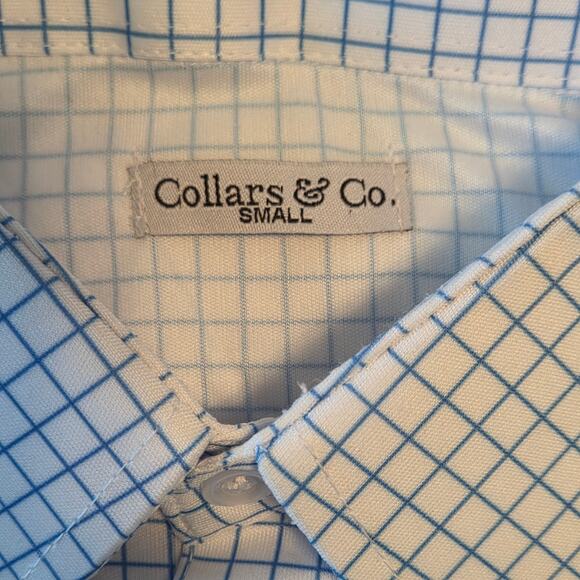 Collars & Co. Original Dress Collar Polo, Thin Blue Check Size Small NWT - Picture 3 of 10